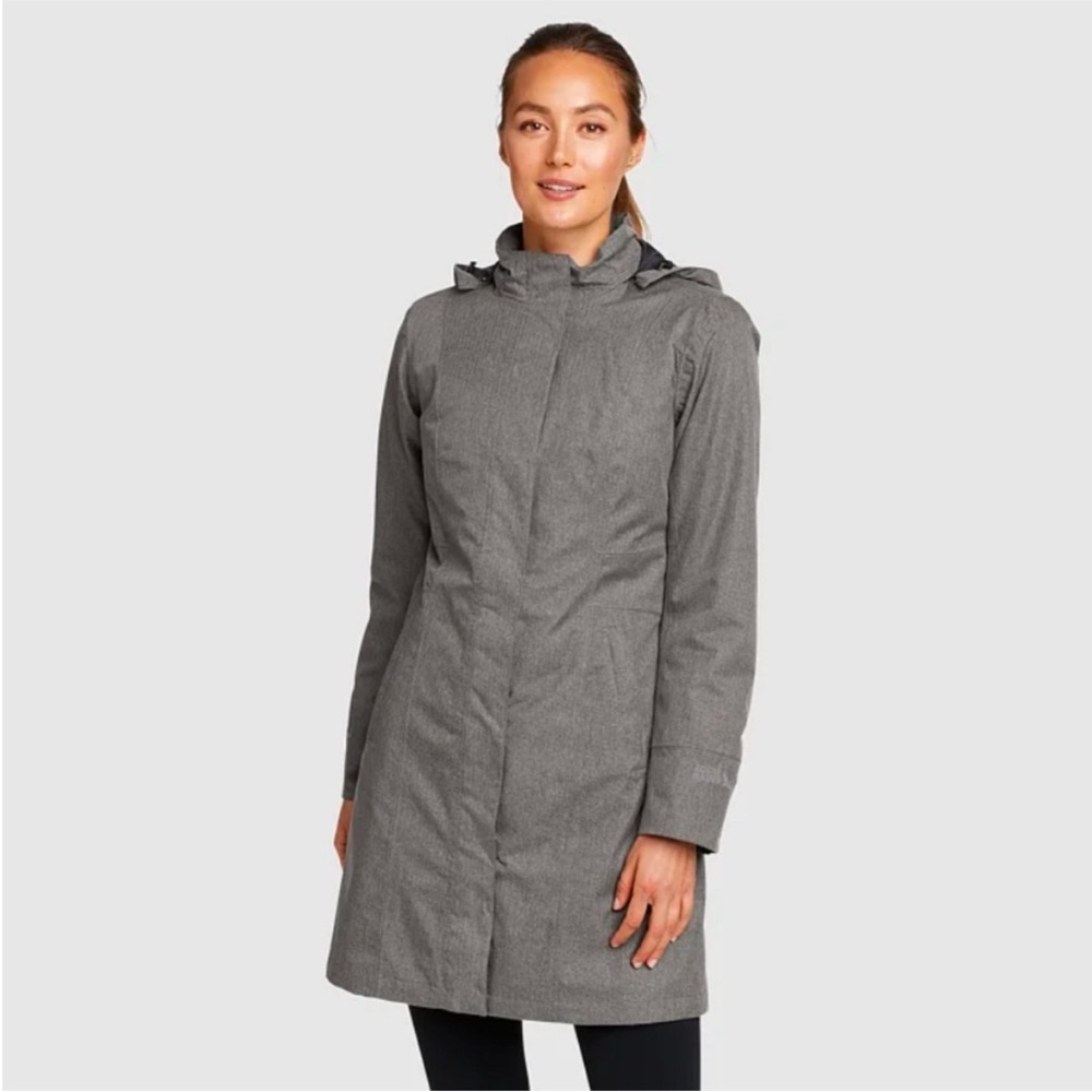 Women's Girl on the Go® Insulated Waterproof Trench Coat Charcoal Heather Gray